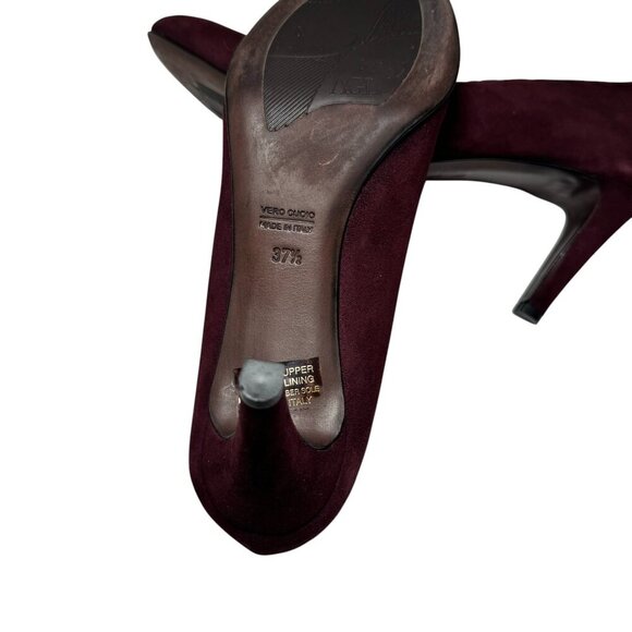 AGL Burgundy Suede Pumps w decorative stitching size 37.5 US/7 Lk Nw!! - Picture 8 of 8